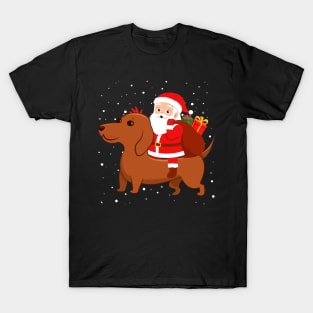 Santa Riding Dachshund Christmas T-Shirt